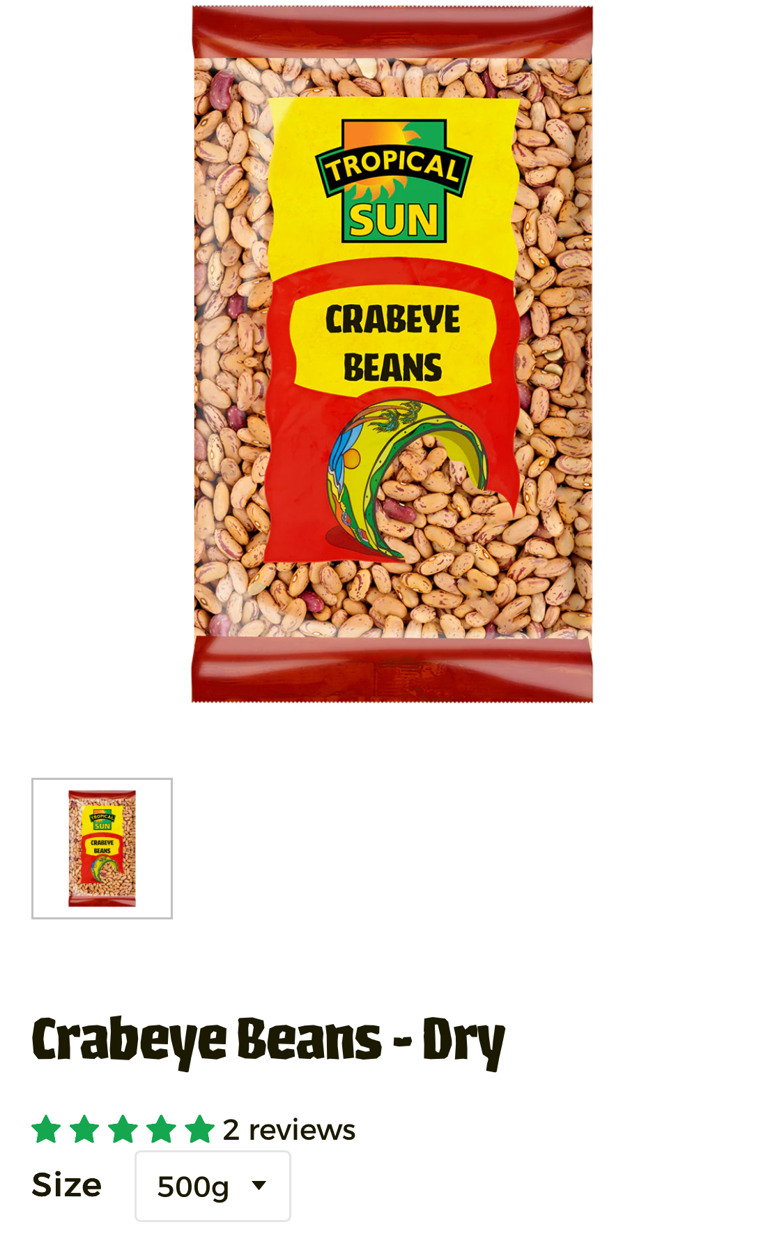Tropical Sun Crabeye Beans Dry 500g