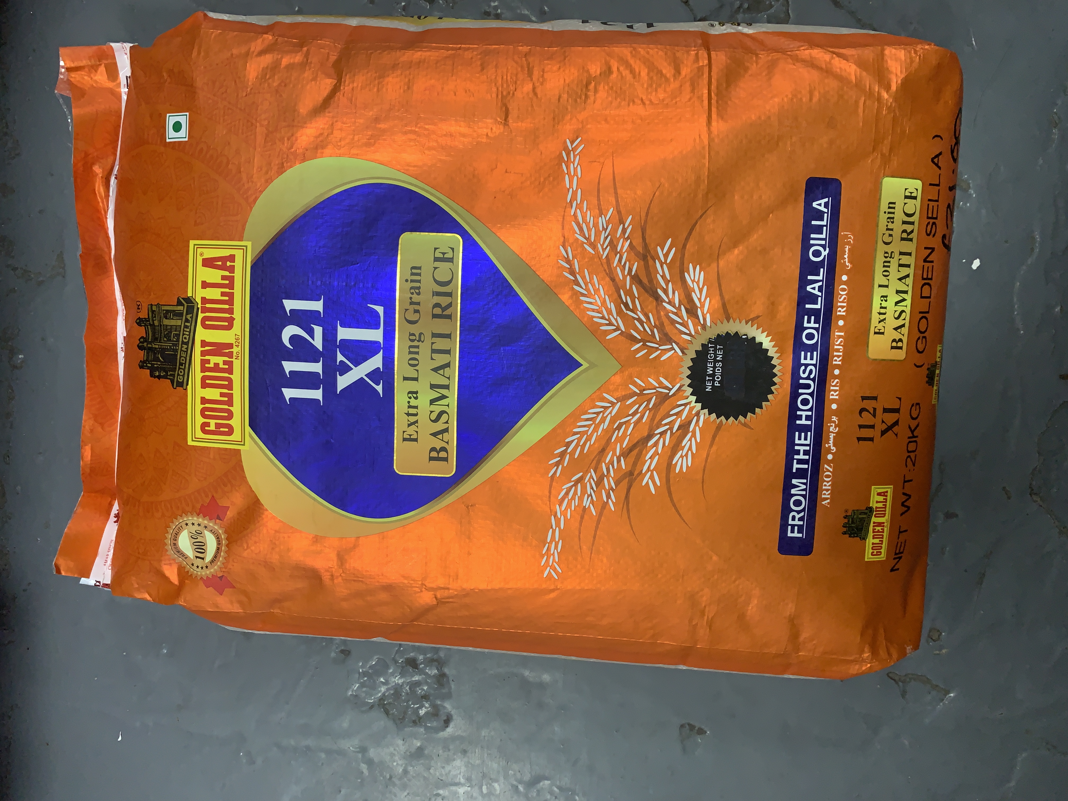Golden Qilla 1121 XL Basmati Rice Golden Sella 20kg