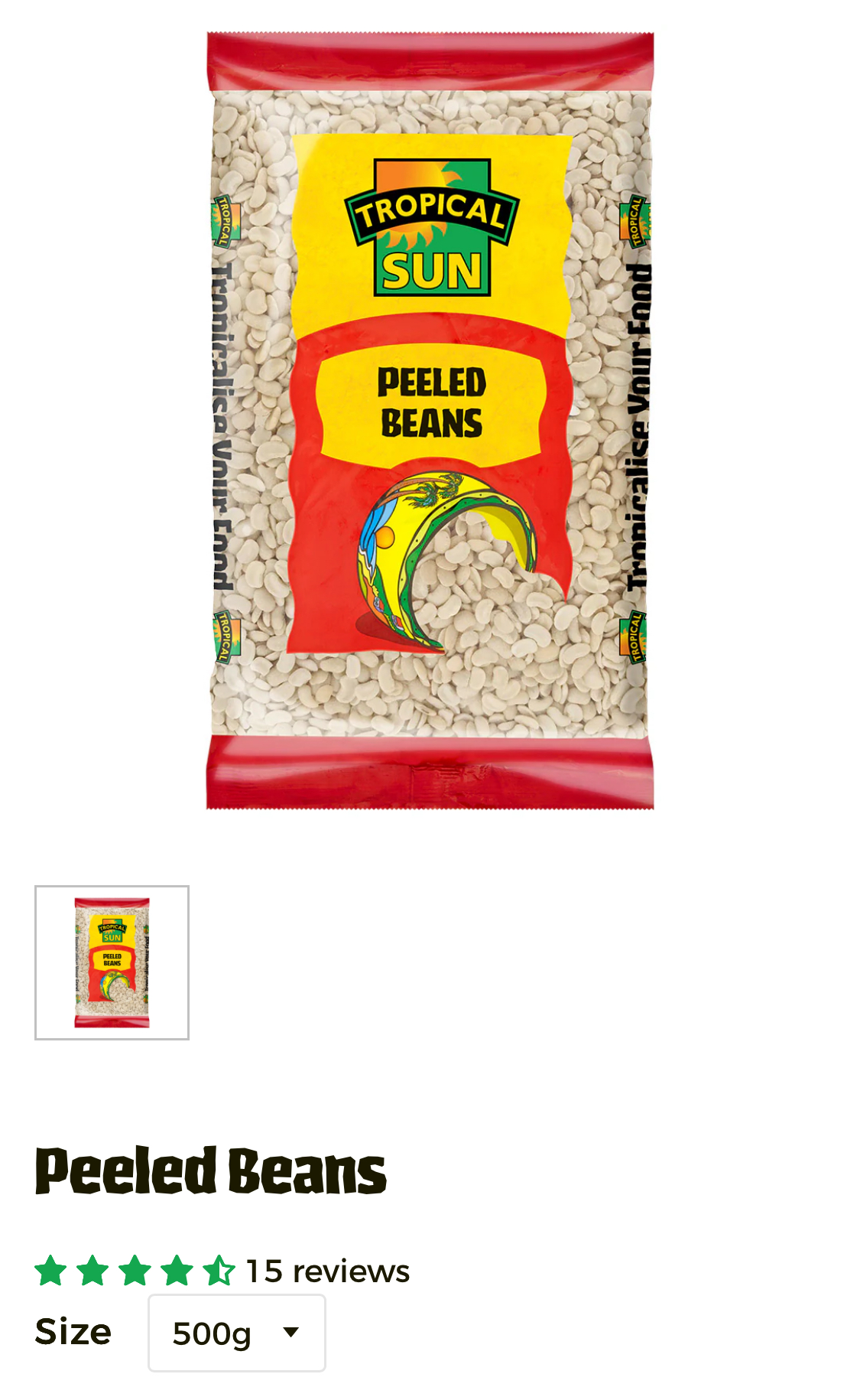 Tropical Sun Peeled Beans 500g