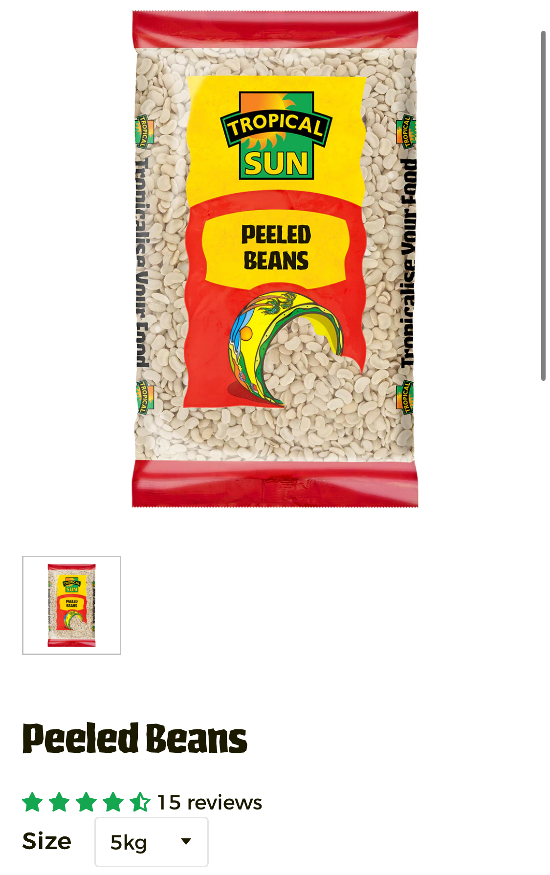 Tropical Sun Peeled Beans 5kg