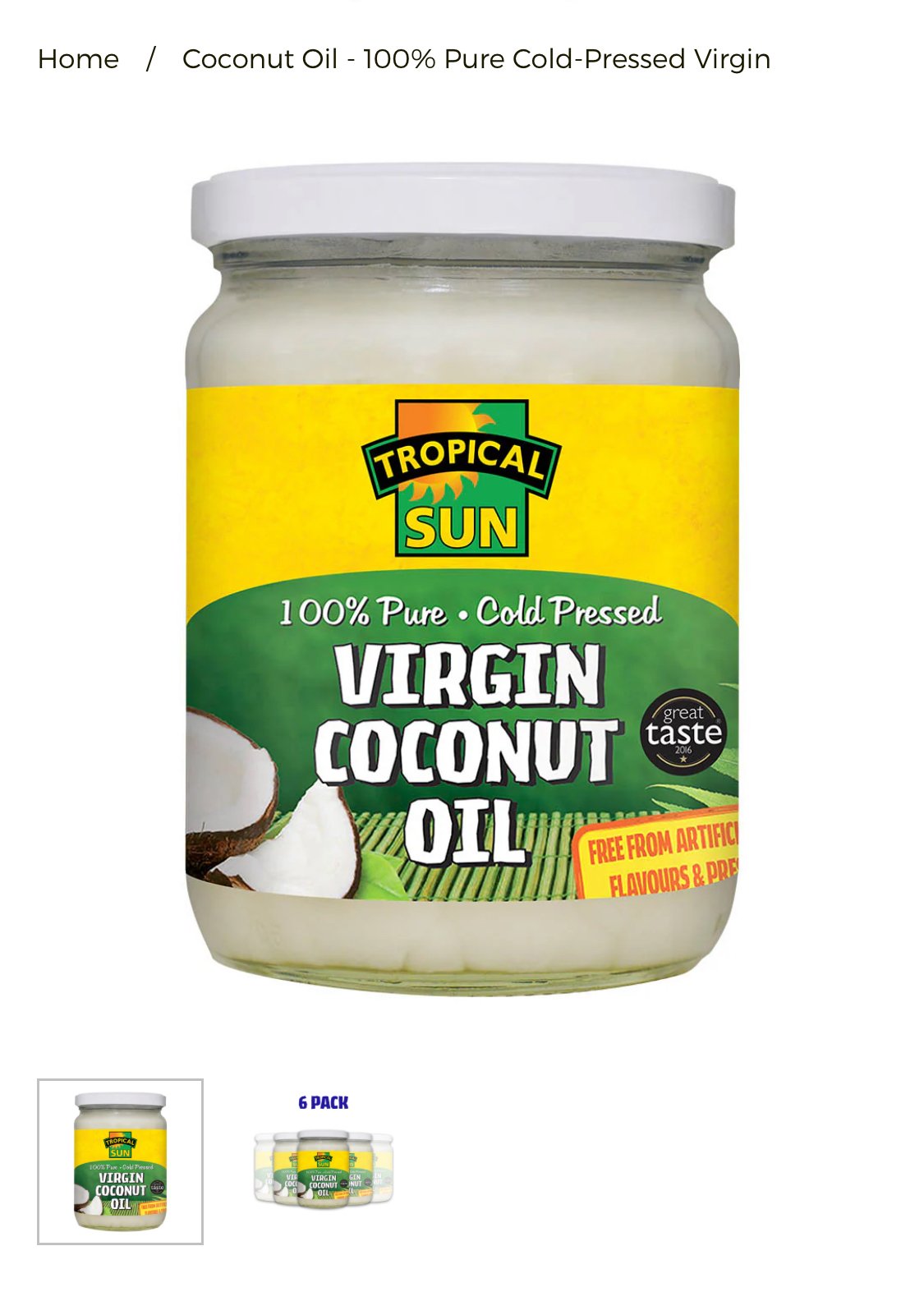 Tropical Sun 100% Pure Cold Pressed Virgin Coconut Oil 480ml