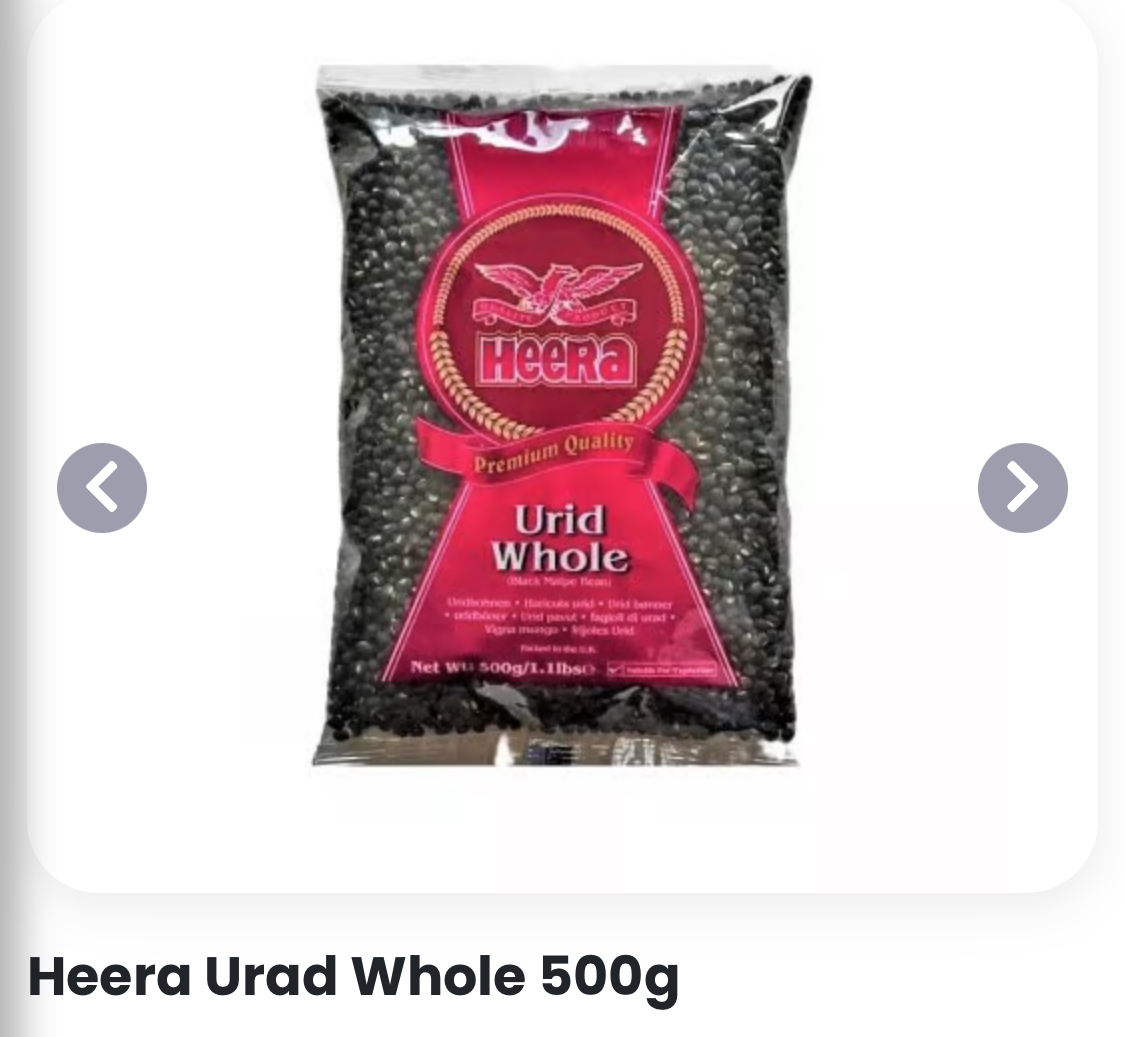 Heera Urid Whole (Black Matpe Bean) 500g