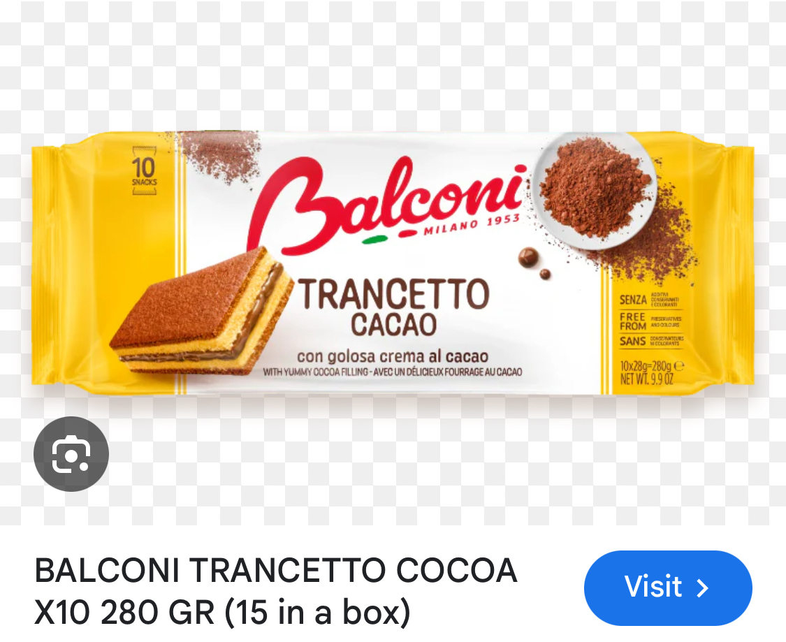 Balconi Trancetto Cocoa Cake Snacks 10x28g (280g)