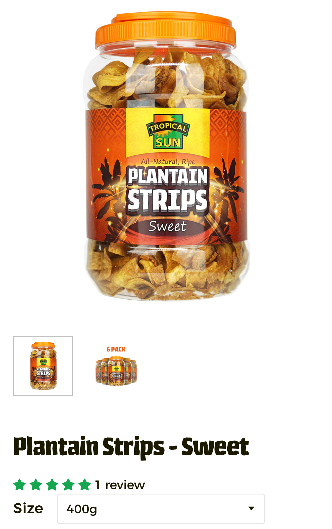 Tropical Sun Plantain Strips Sweet 400g