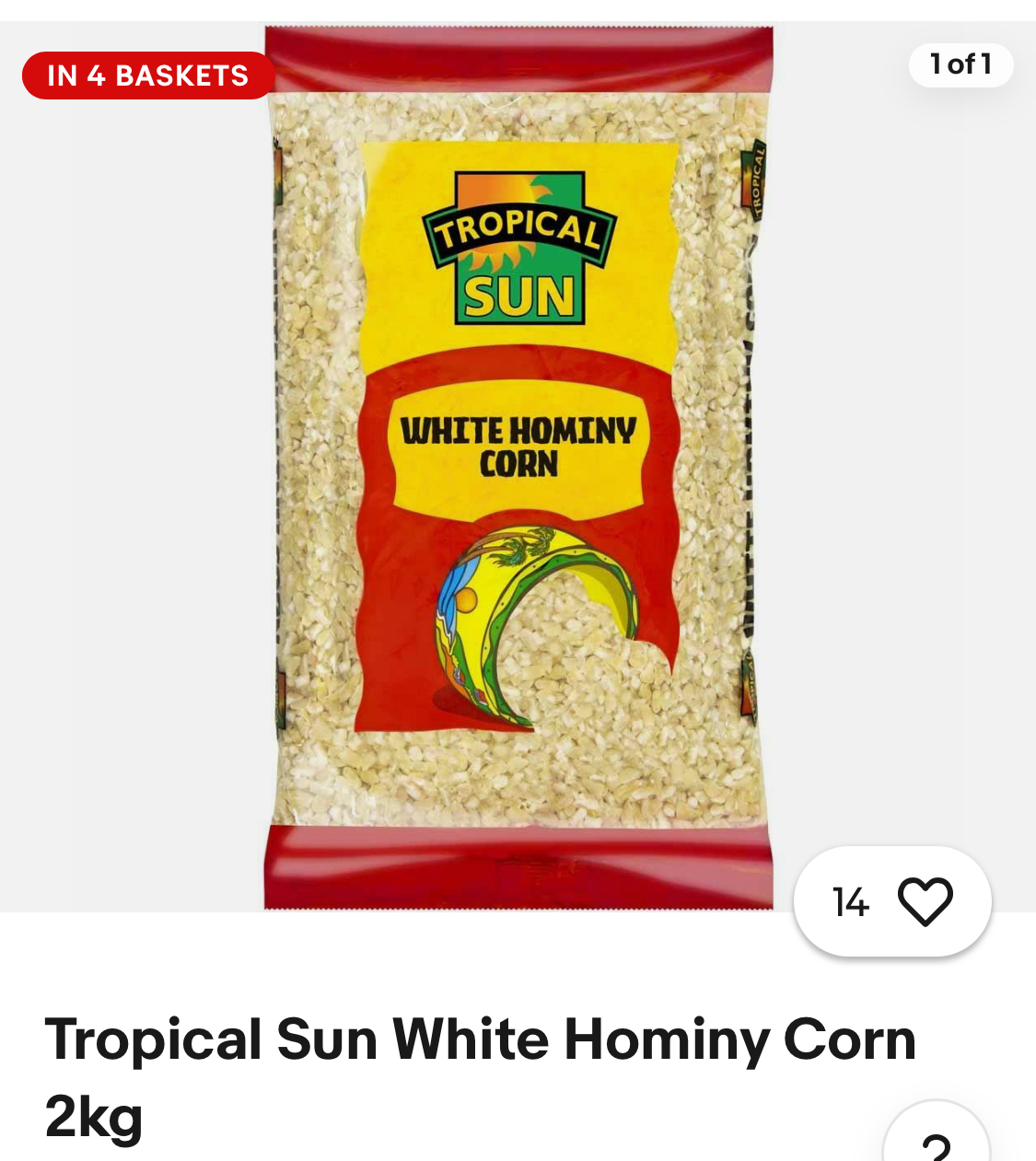Tropical Sun White Hominy Corn 2kg