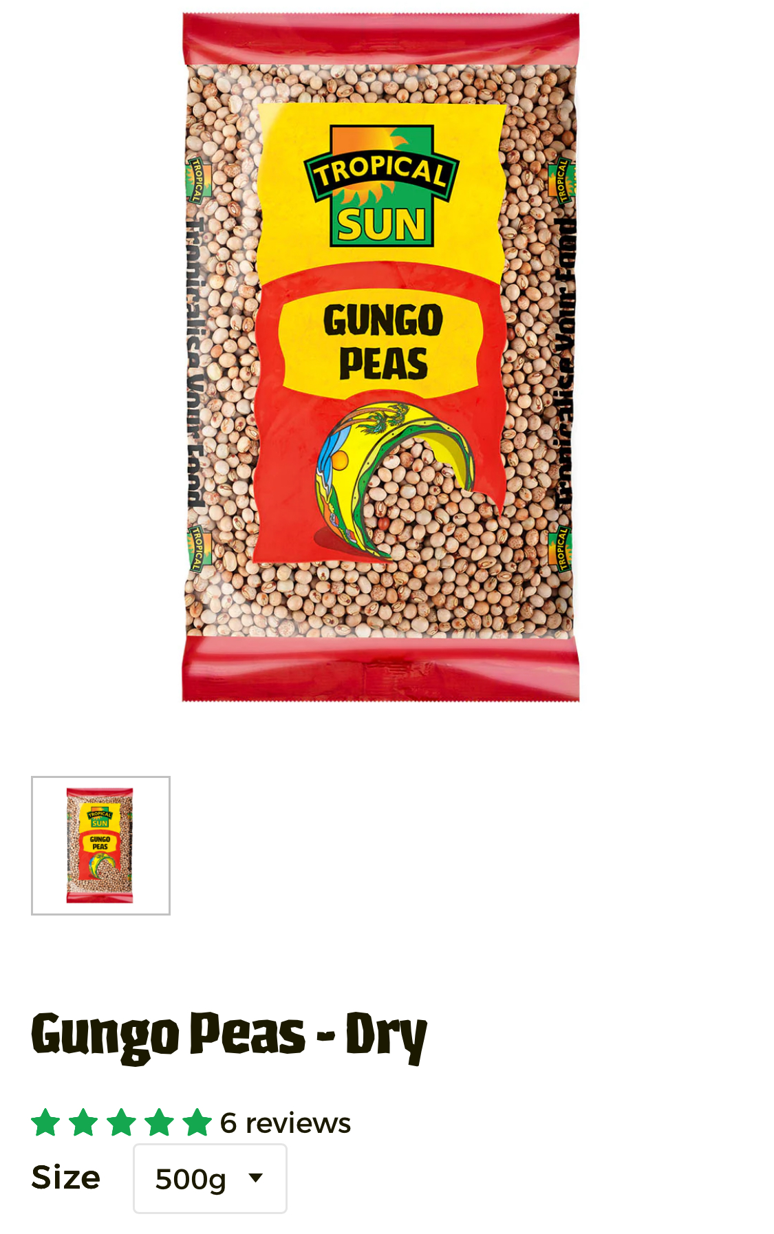 Tropical Sun Gungo Peas Dry 500g