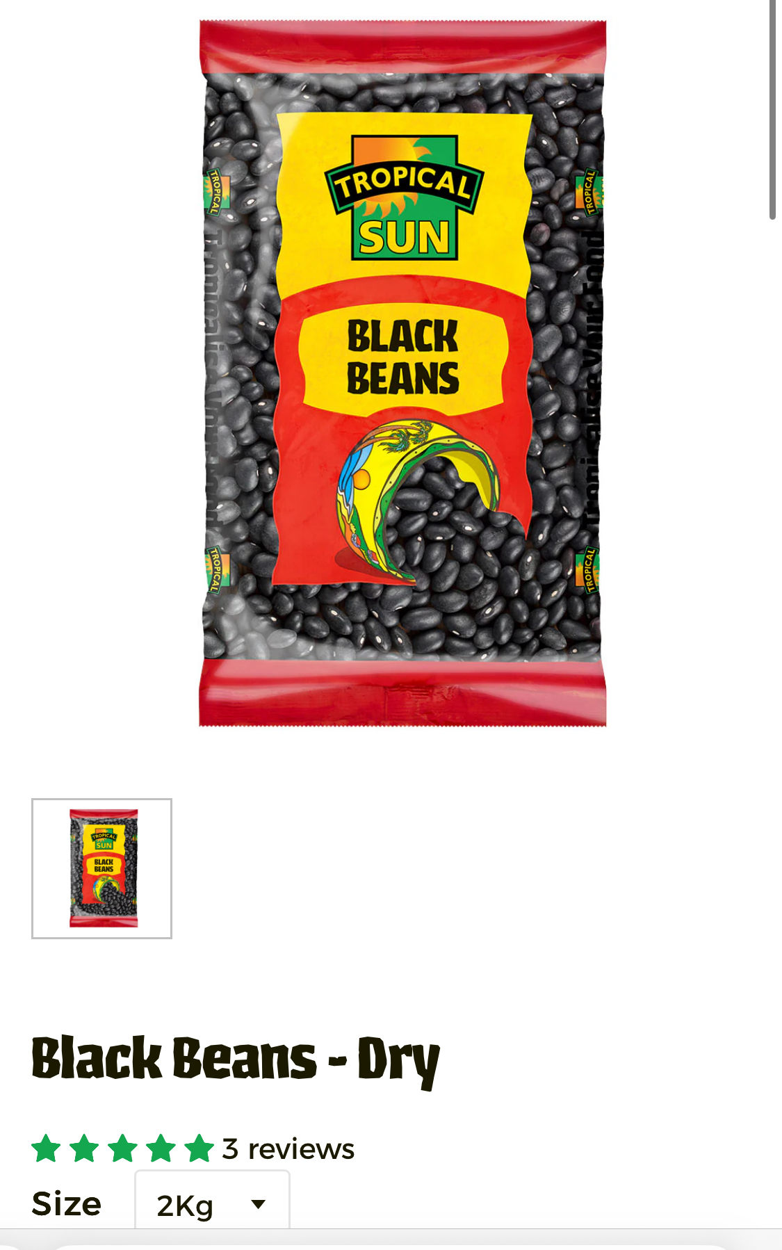 Tropical Sun Black Beans Dry 2kg