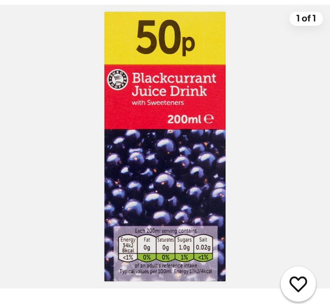 Euro Shopper Blackcurrant Juice Drink 200ml