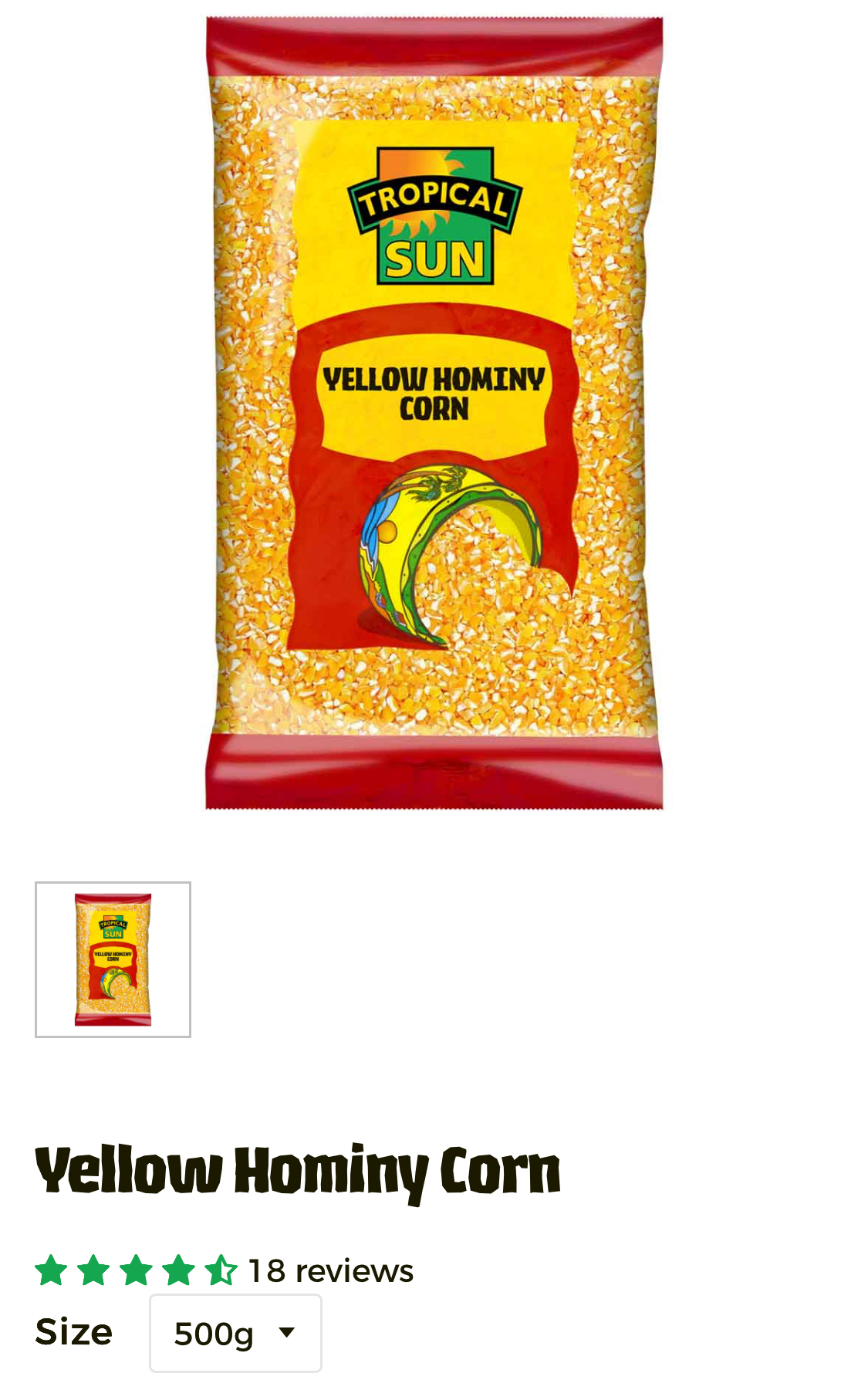 Tropical Sun Yellow Hominy Corn 500g