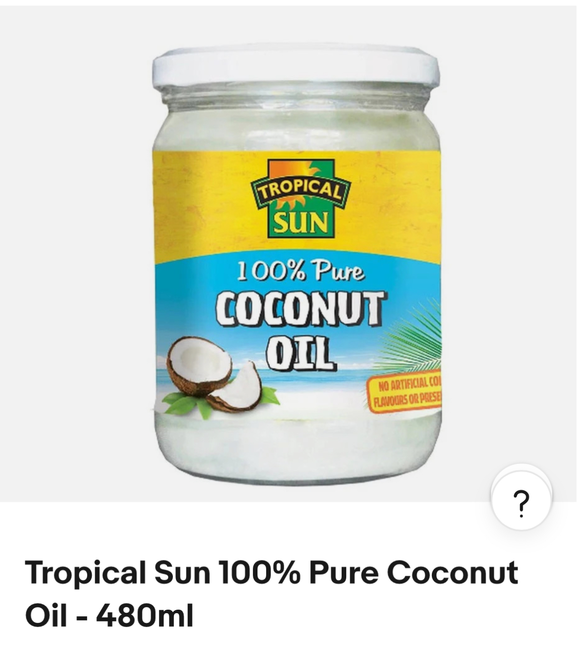 Tropical Sun 100% Pure Coconut Oil 480ml