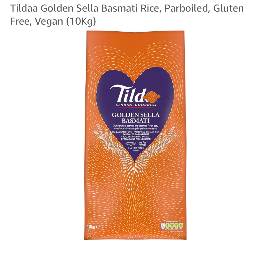 Tilda Golden Sella Basmati Rice 10kg