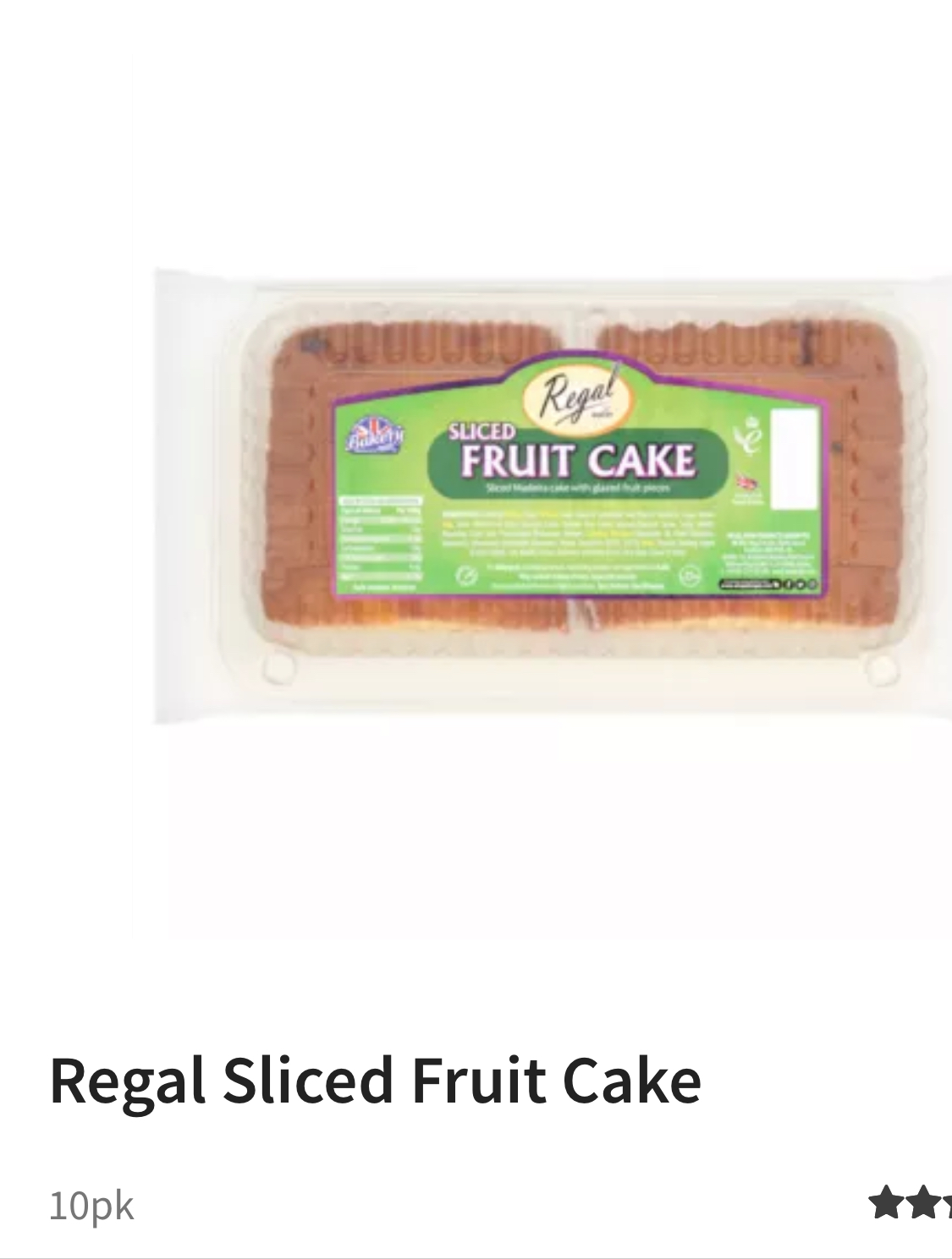 Regal Bakery Sliced Fruit Cake