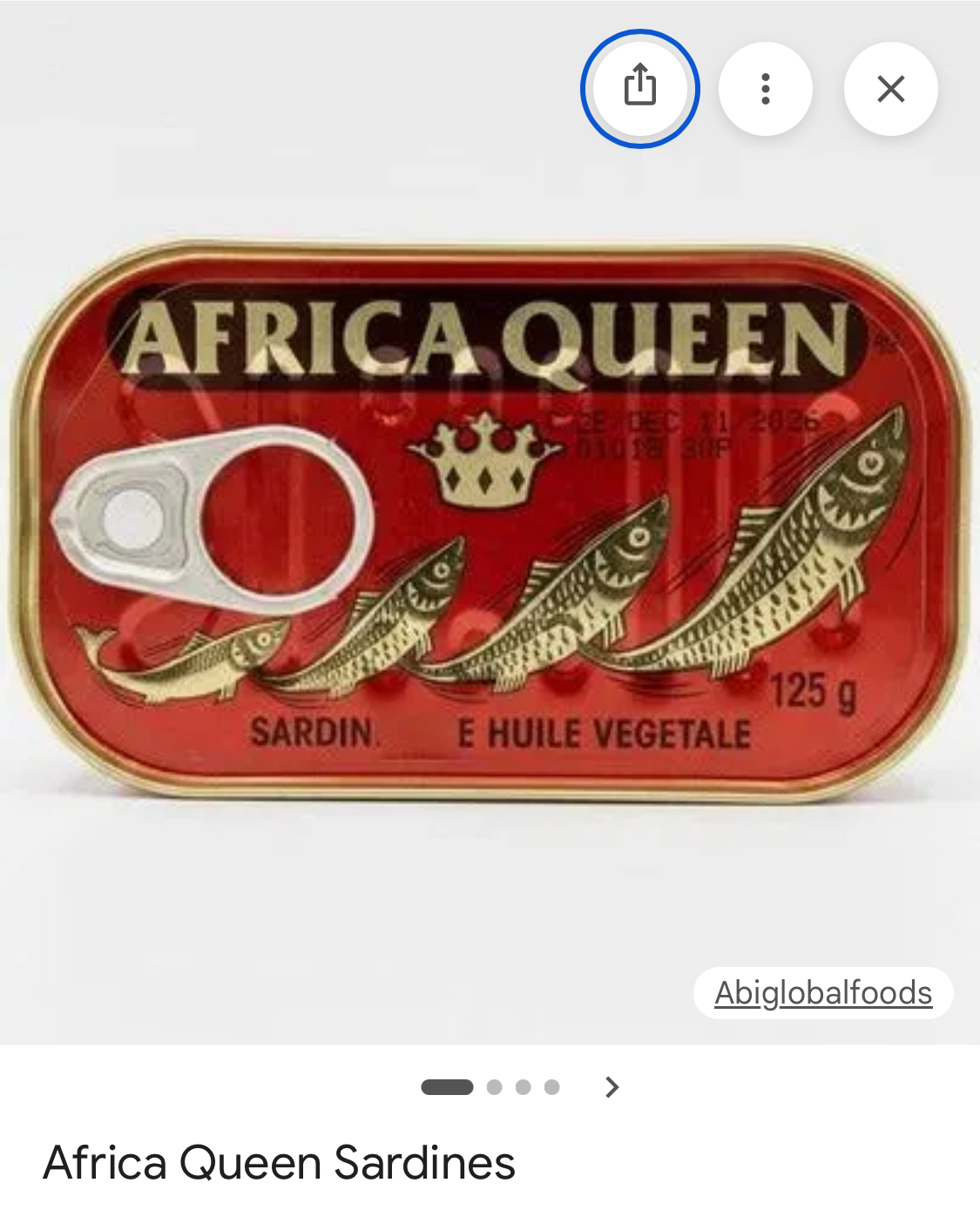 Africa Queen Sardines in Vegetable Oil 125g