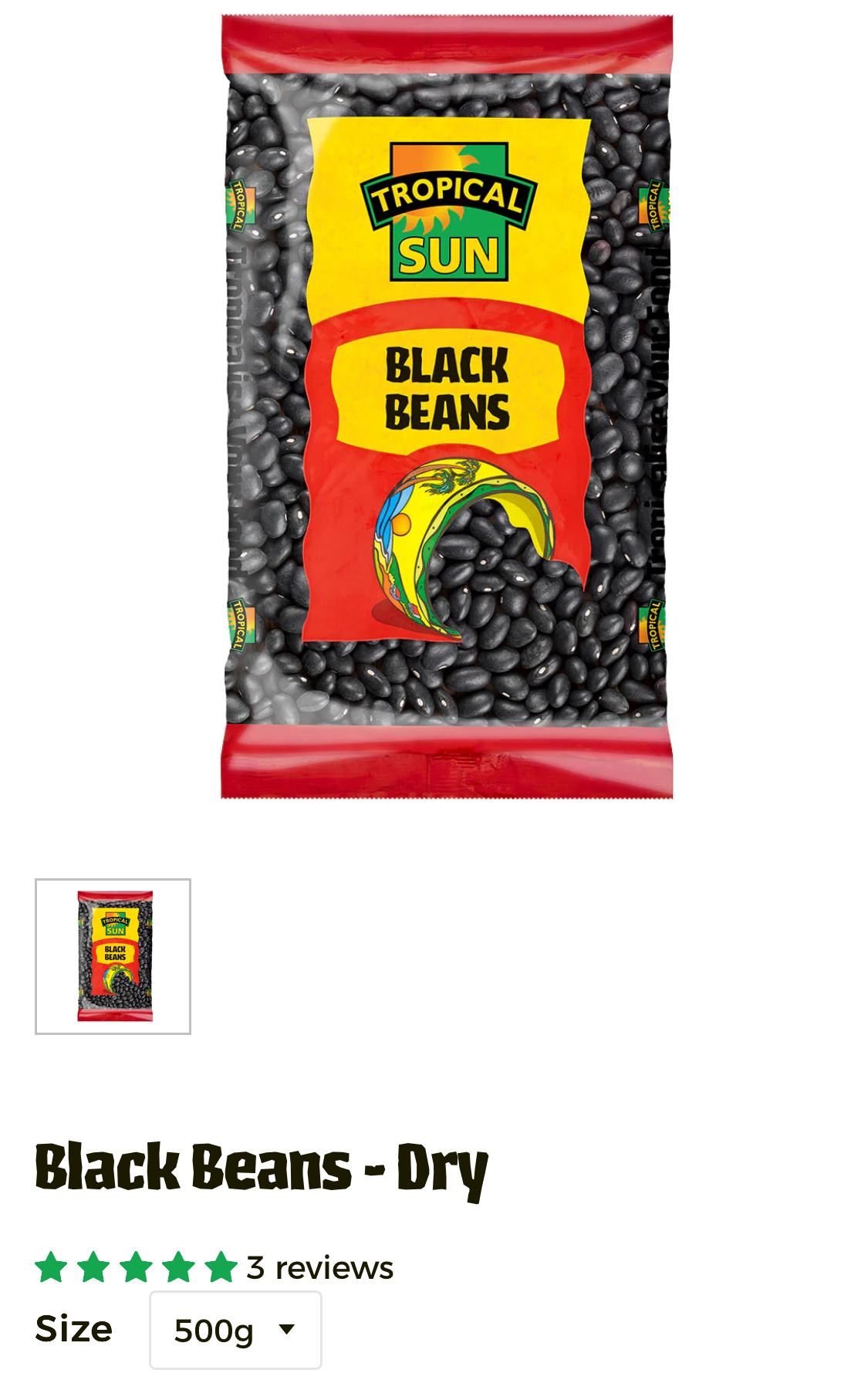 Tropical Sun Black Beans Dry 500g