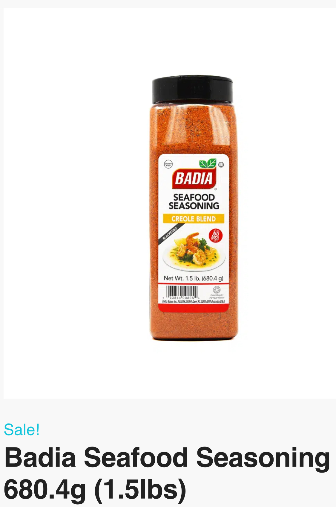 Badia Seafood Seasoning Creole Blend 680.4g