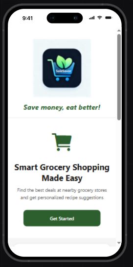 SaleSavor Mobile App Welcome Screen