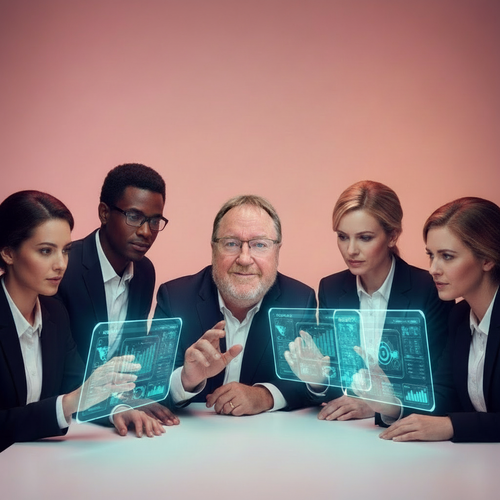 Jim Chamberlain with his team