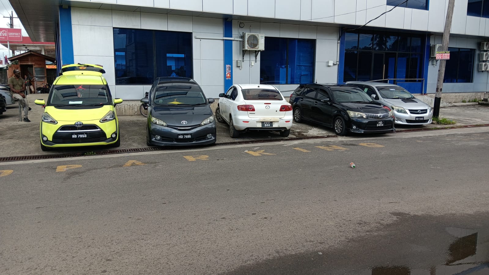 RideGY drivers parked at Sukhpaul's, Guyana