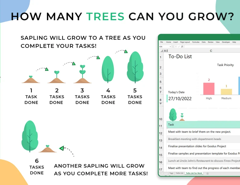 1 → 5 tasks: your sapling grows a tree.