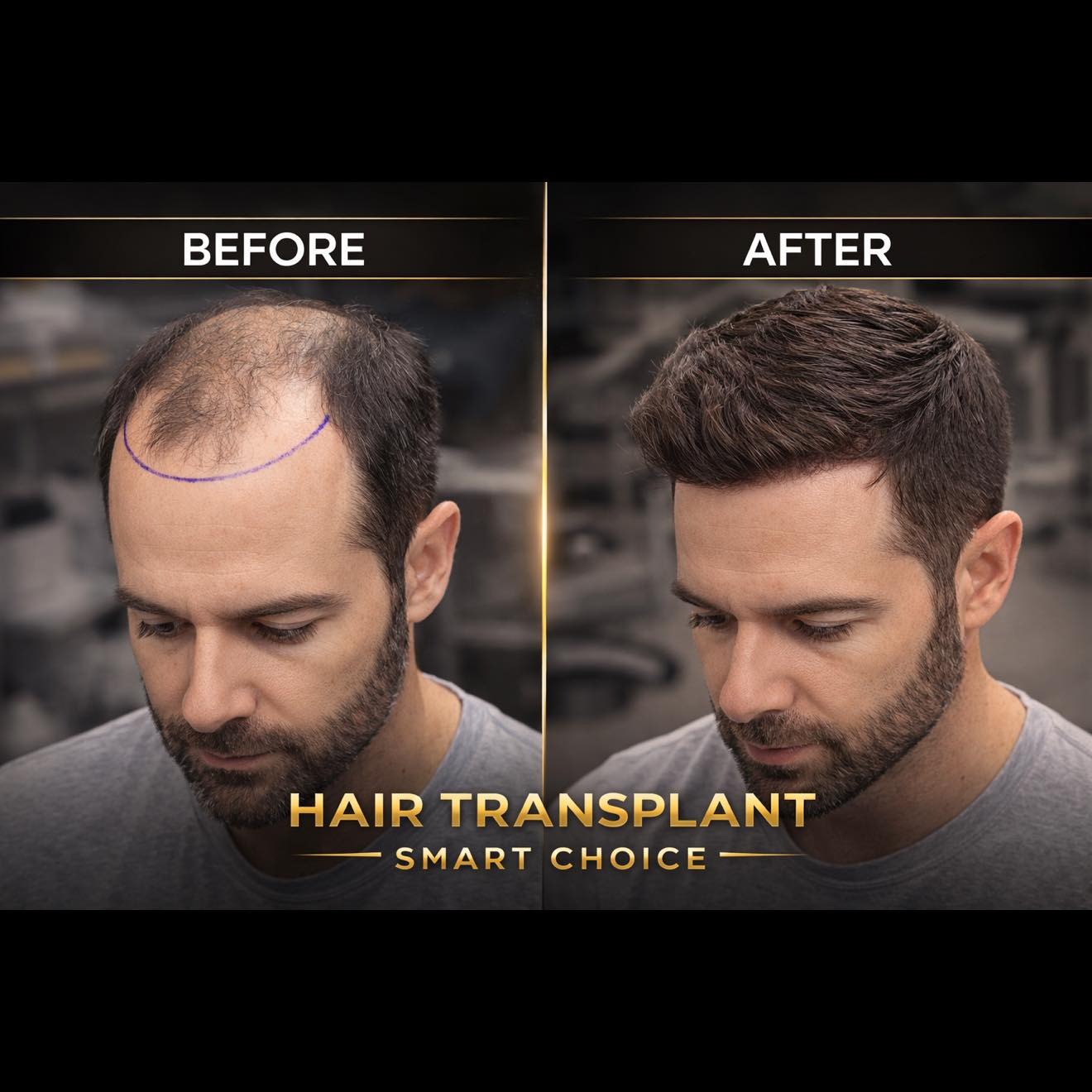 Hair transplant before and after