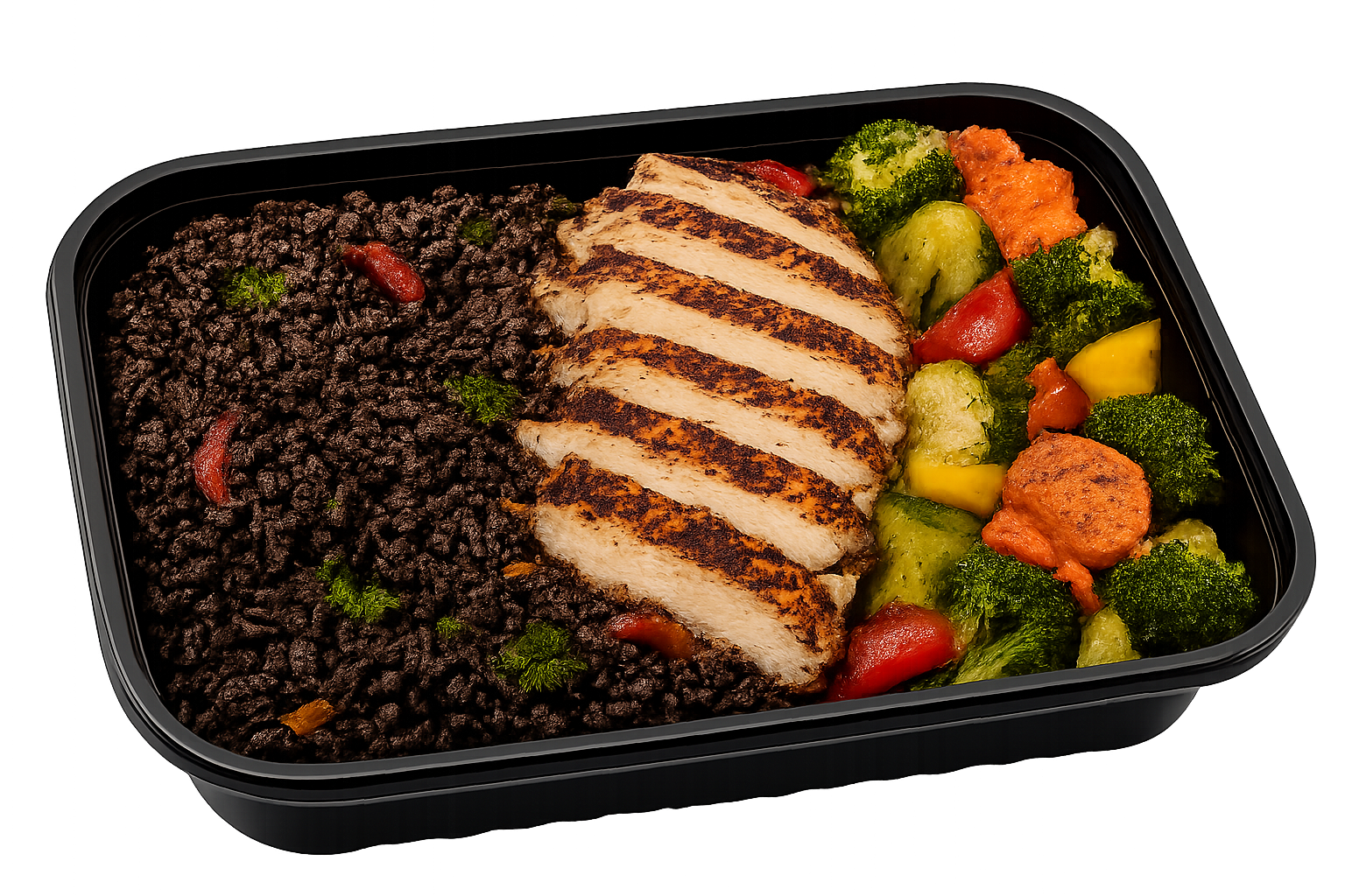 Black rice with grilled chicken and mixed vegetables — Caribbean Meal Prep