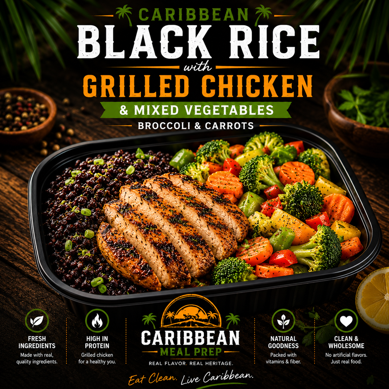 Black Rice, Grilled Chicken & Mixed Vegetables