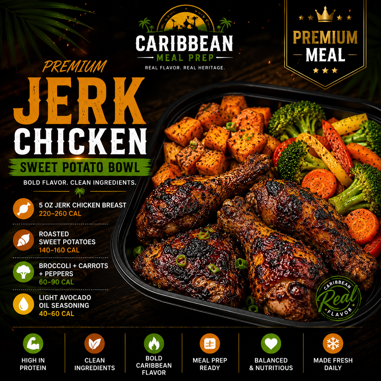Premium Jerk Chicken Sweet Potato Bowl