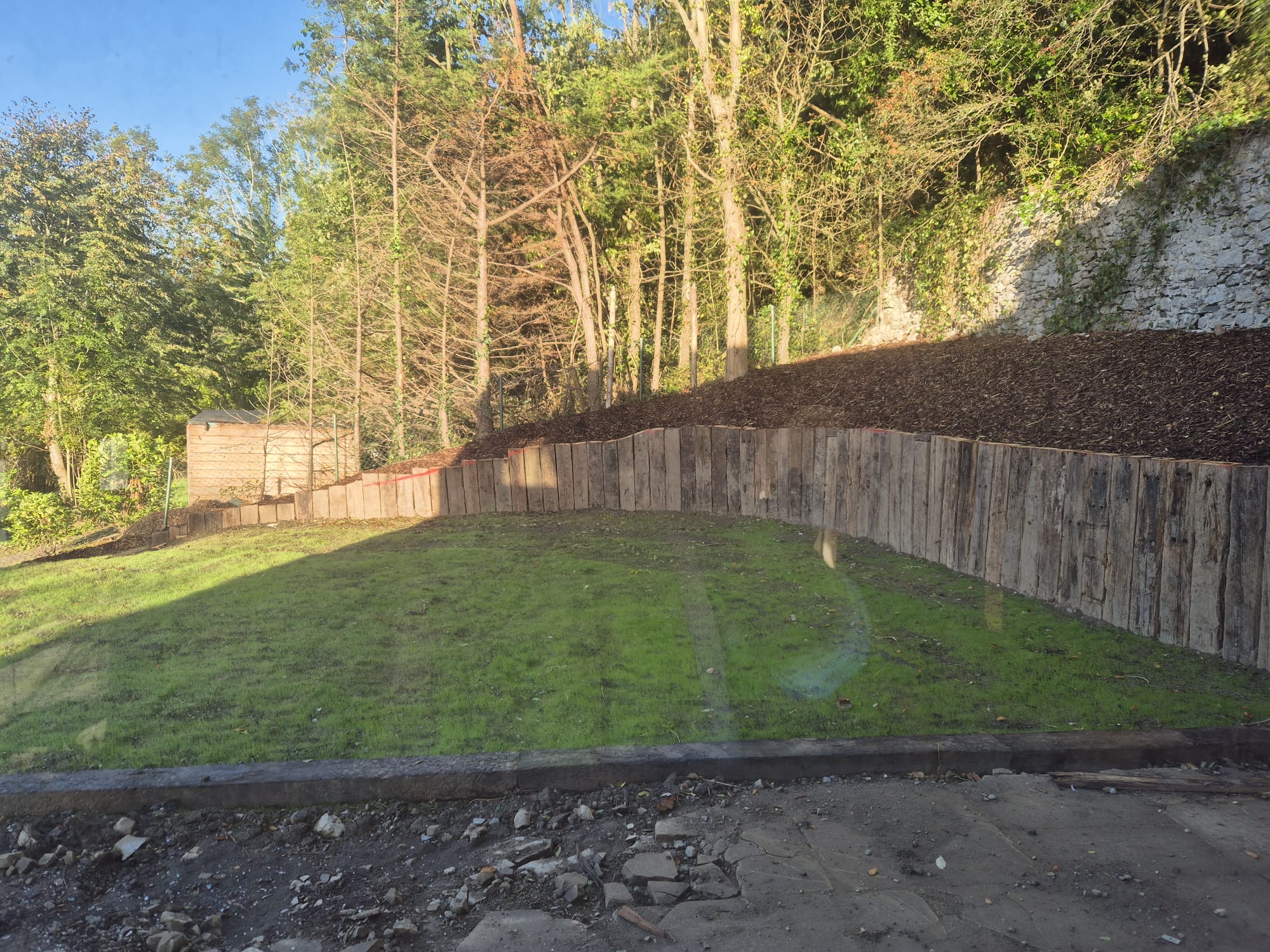 Sleeper retaining wall & lawn, Dublin, by FIX & FINISH handyman Dublin