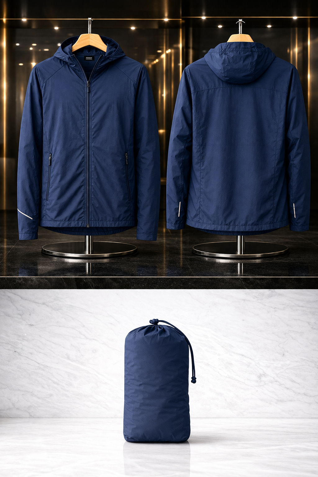 Chaqueta Rompevientos Azul Marino Premium