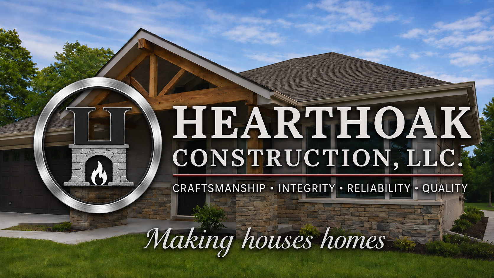 Hearth Oak Construction — real stone-clad home