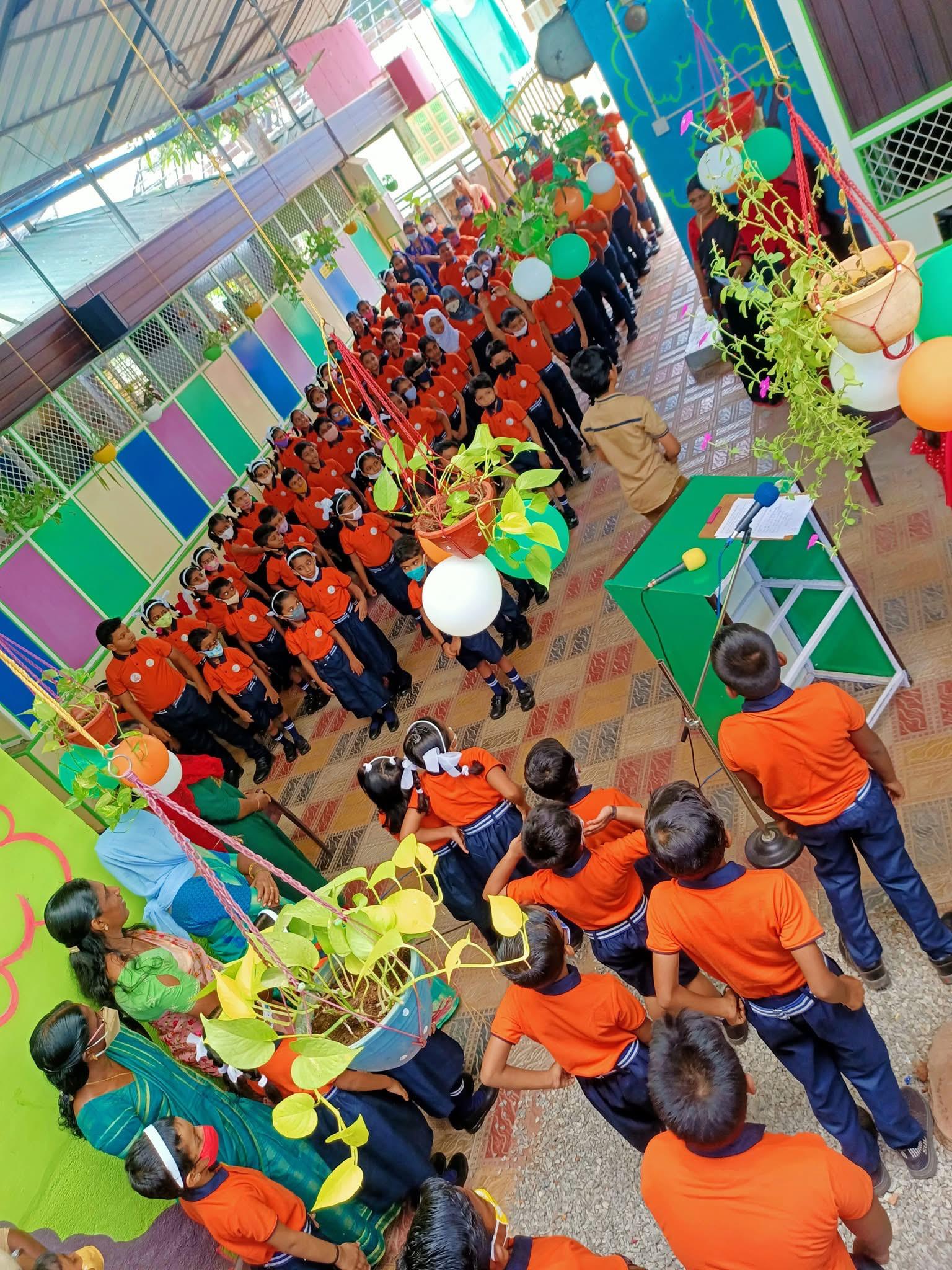 Students at Little Hearts School assembly