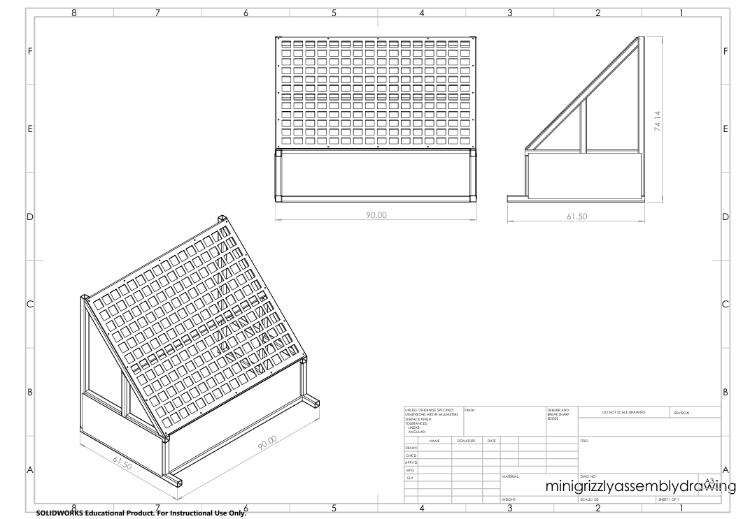 Mini Static Grizzly - Technical Drawing