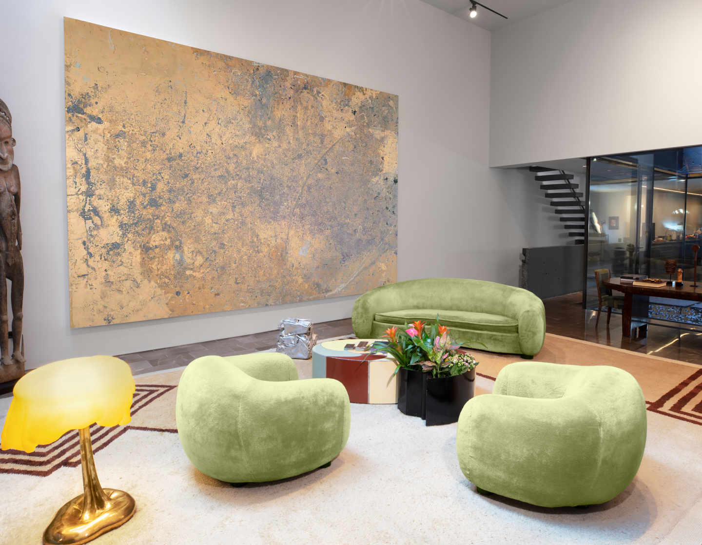 Large-scale painting within a private gallery