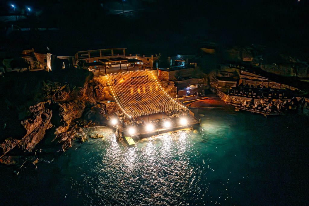 Lazarou Beach Venue at night, Sifnos