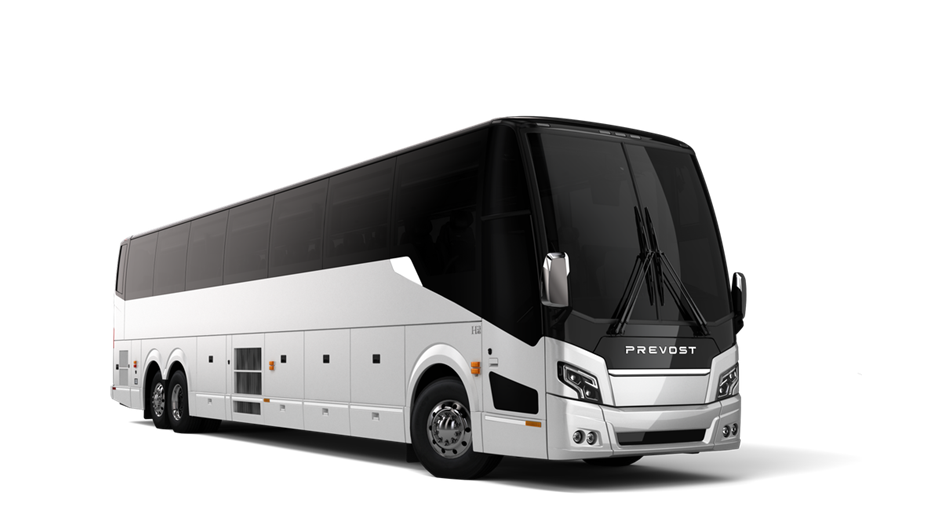 35-56 passenger Prevost motorcoach exterior view