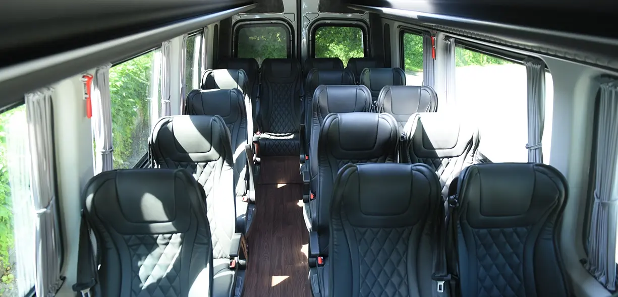 15 passenger sprinter van premium leather interior seating