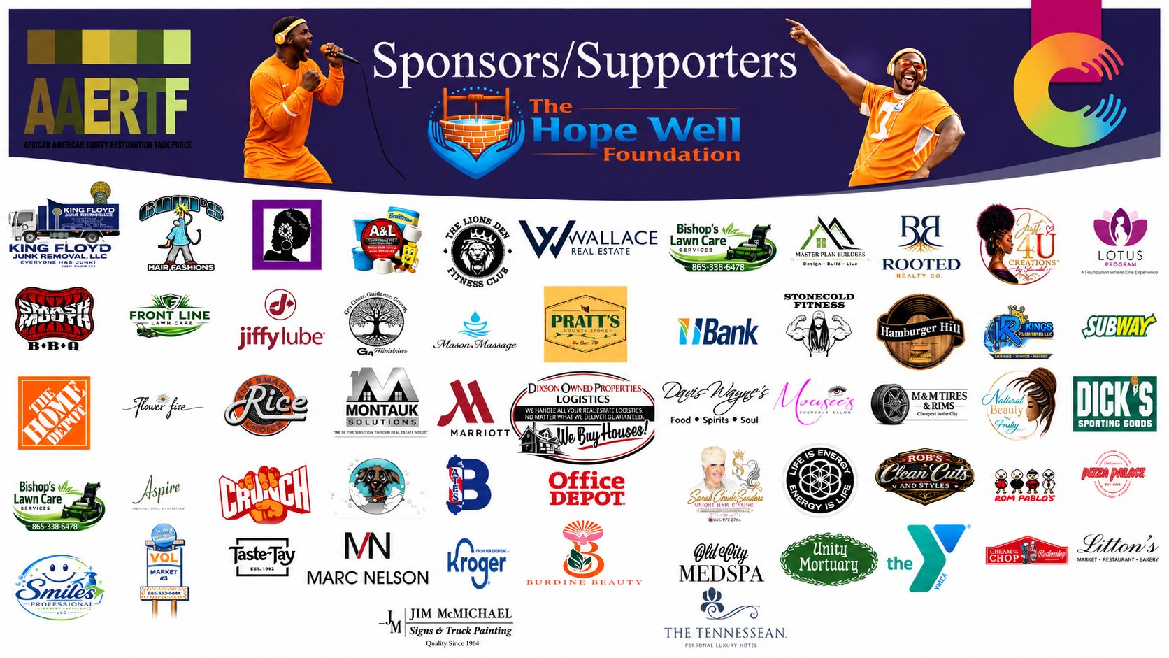 Sponsors and supporters of The HopeWell Foundation, AAERTF, and Reico Hopewell's community work