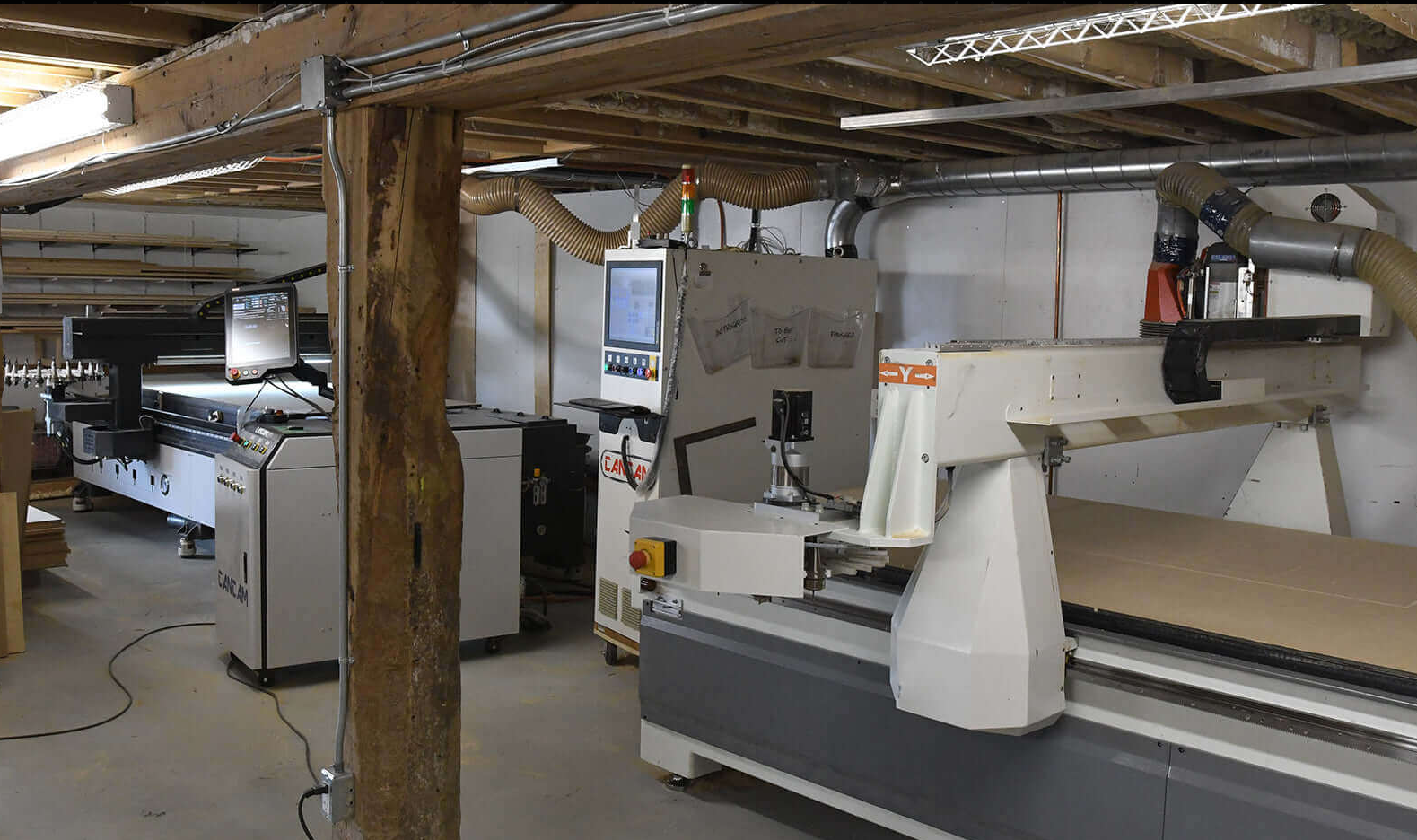 CanCam B3 CNC routers and edge bander on the Varcroft & Bianco shop floor