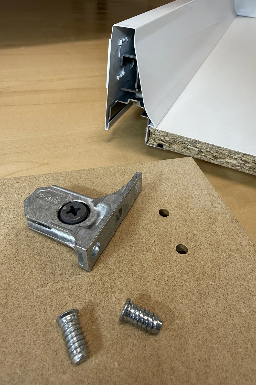 Pre-Drilled For Easy Hardware Installation — pre-drilled cam-lock holes for IKEA Sektion hardware