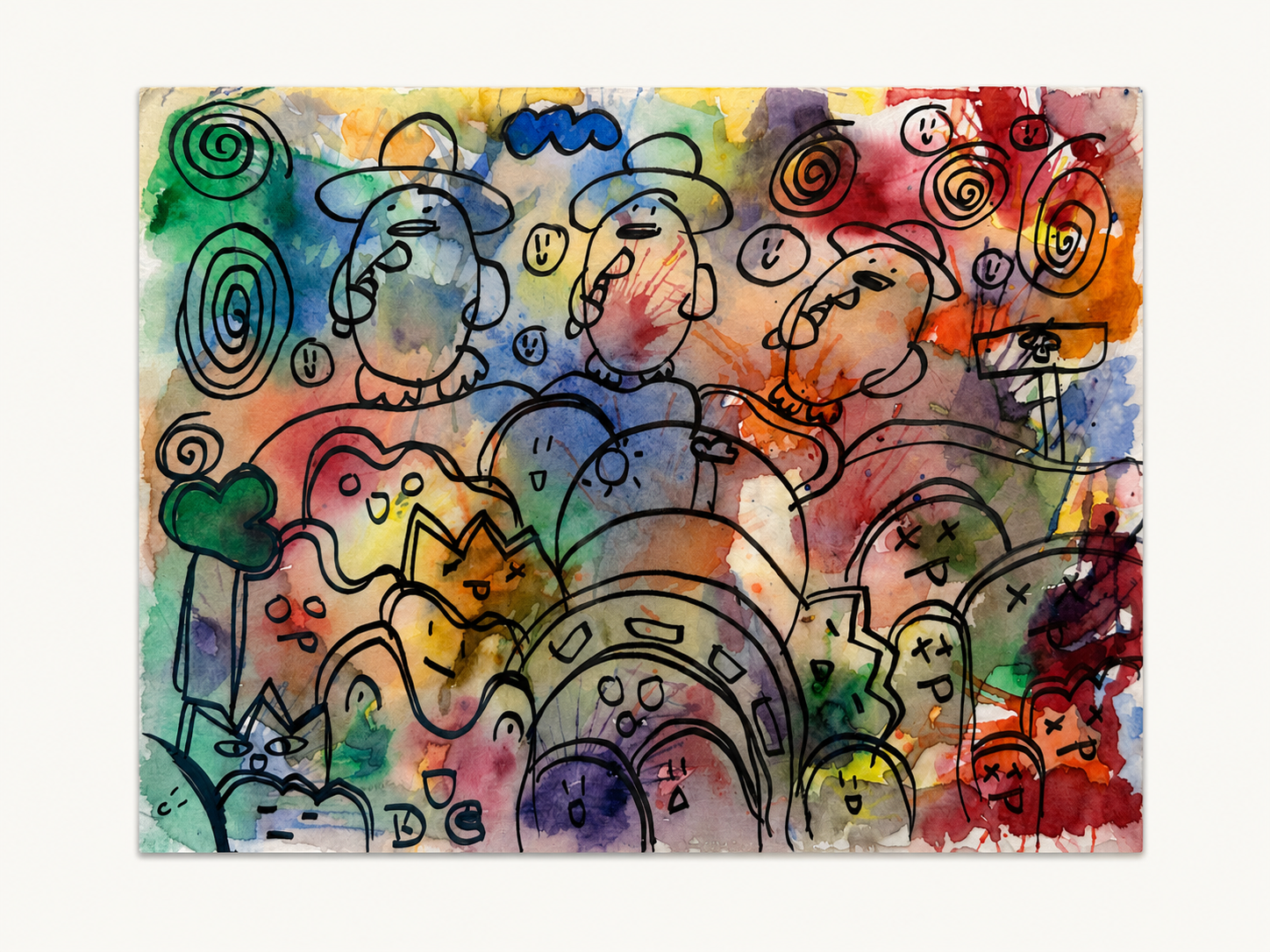 The Dreamers — Watercolour & ink on paper by Daniel Cordoba, GUZZI ART