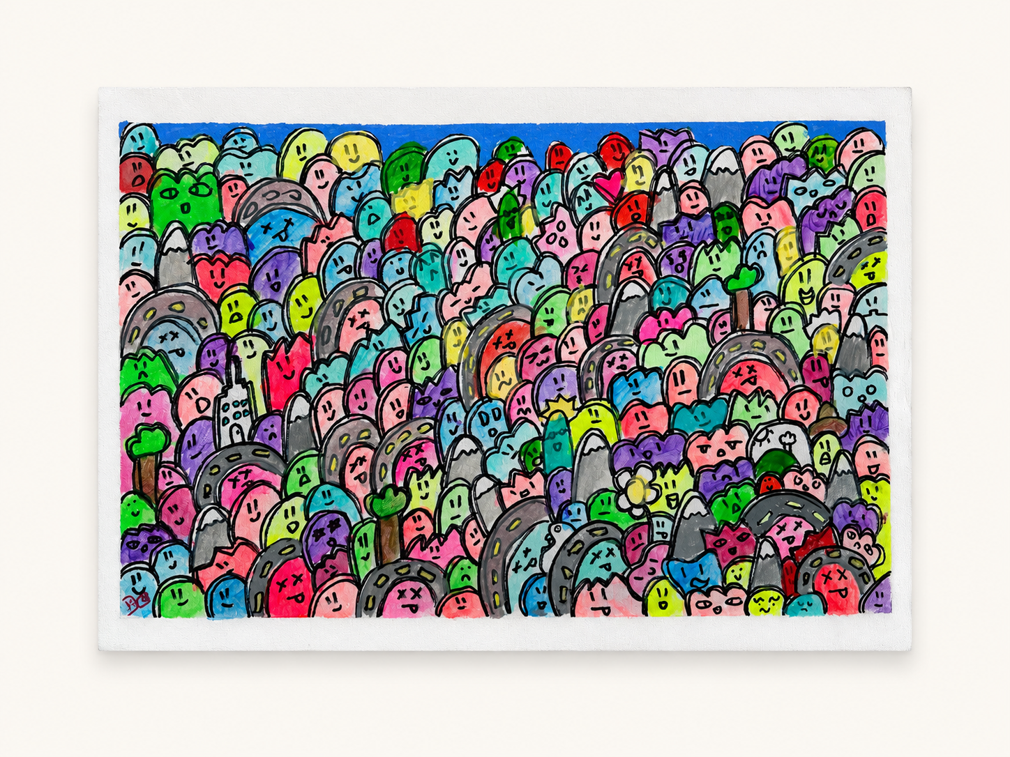 Endless Crowd — Marker & ink on canvas by Daniel Cordoba, GUZZI ART