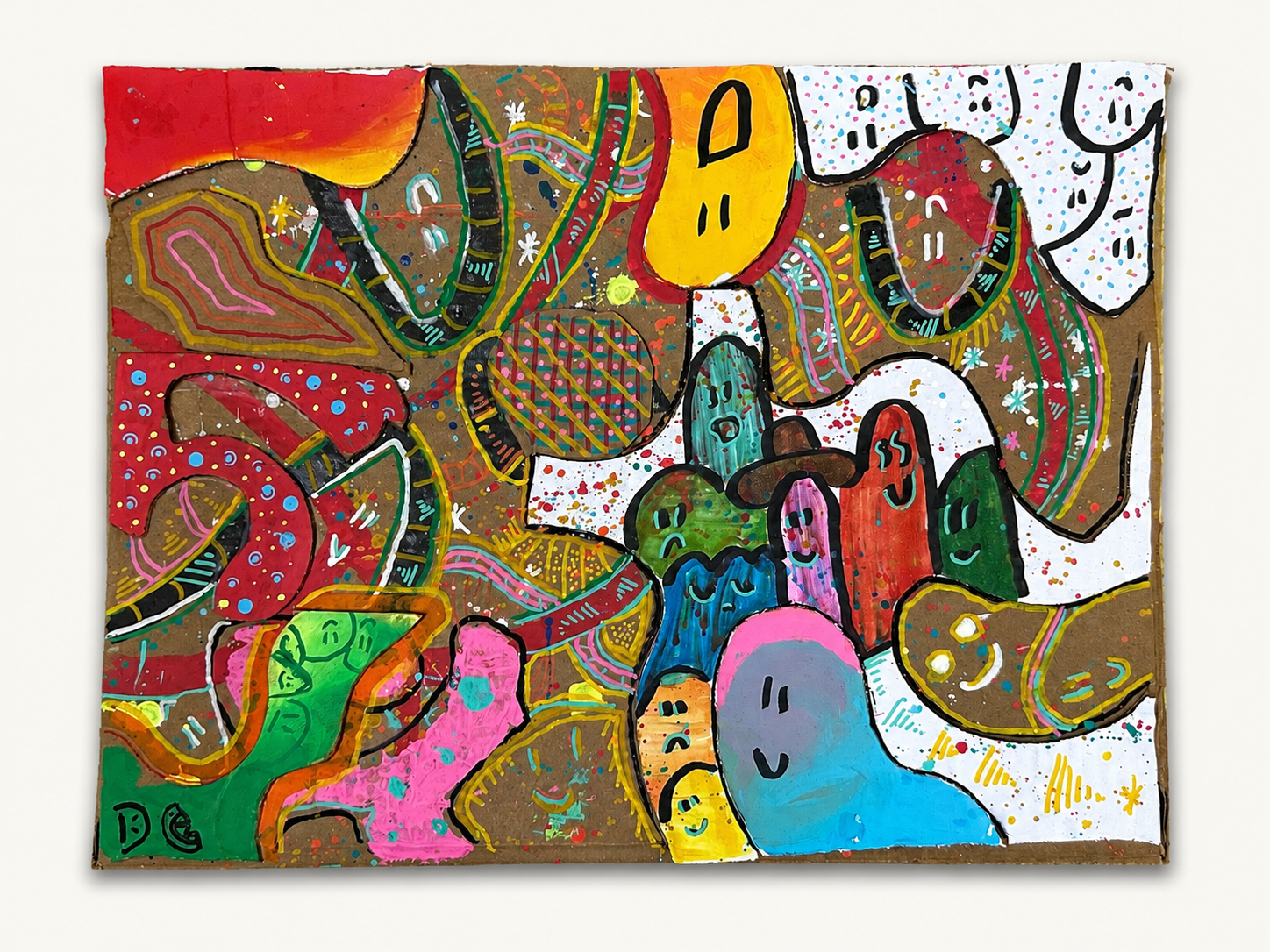 Cardboard Cosmos — Acrylic, marker & ink on cardboard by Daniel Cordoba, GUZZI ART