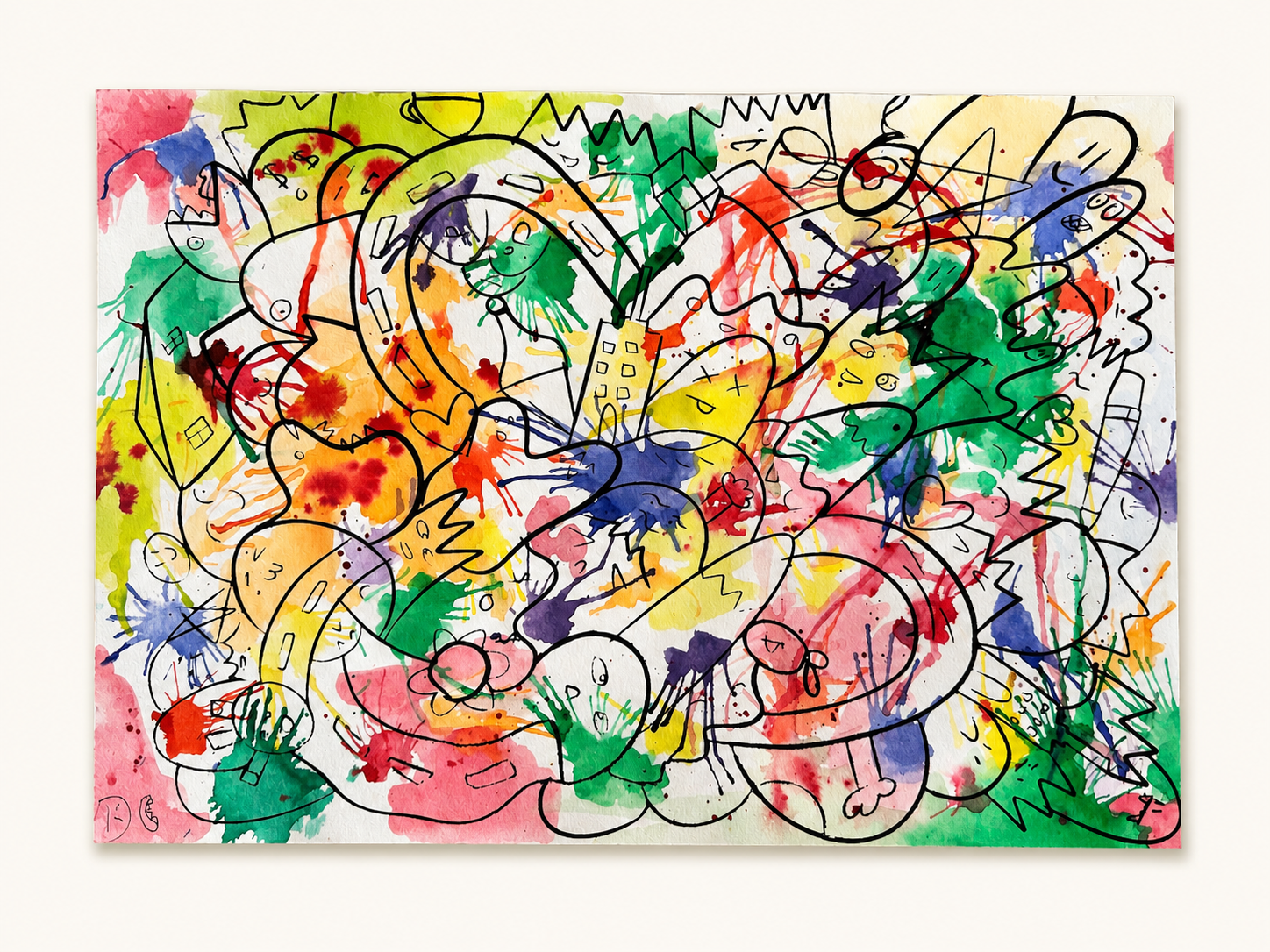 Watercolour Burst — Ink & watercolour on paper by Daniel Cordoba, GUZZI ART