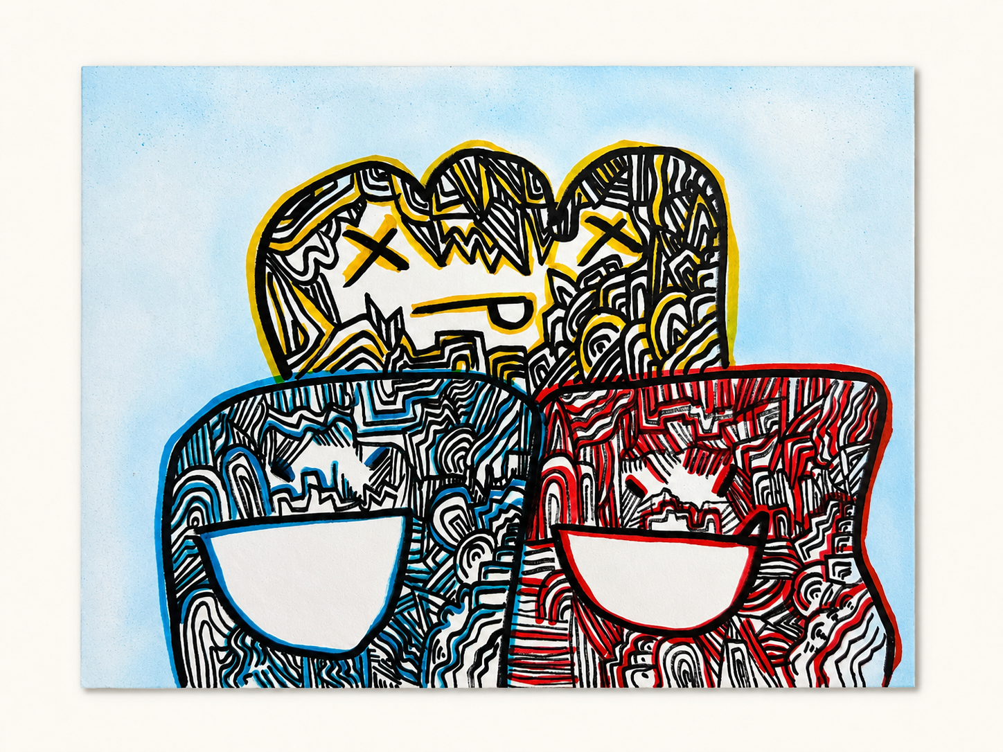 Twin Minds — Marker & ink on paper by Daniel Cordoba, GUZZI ART