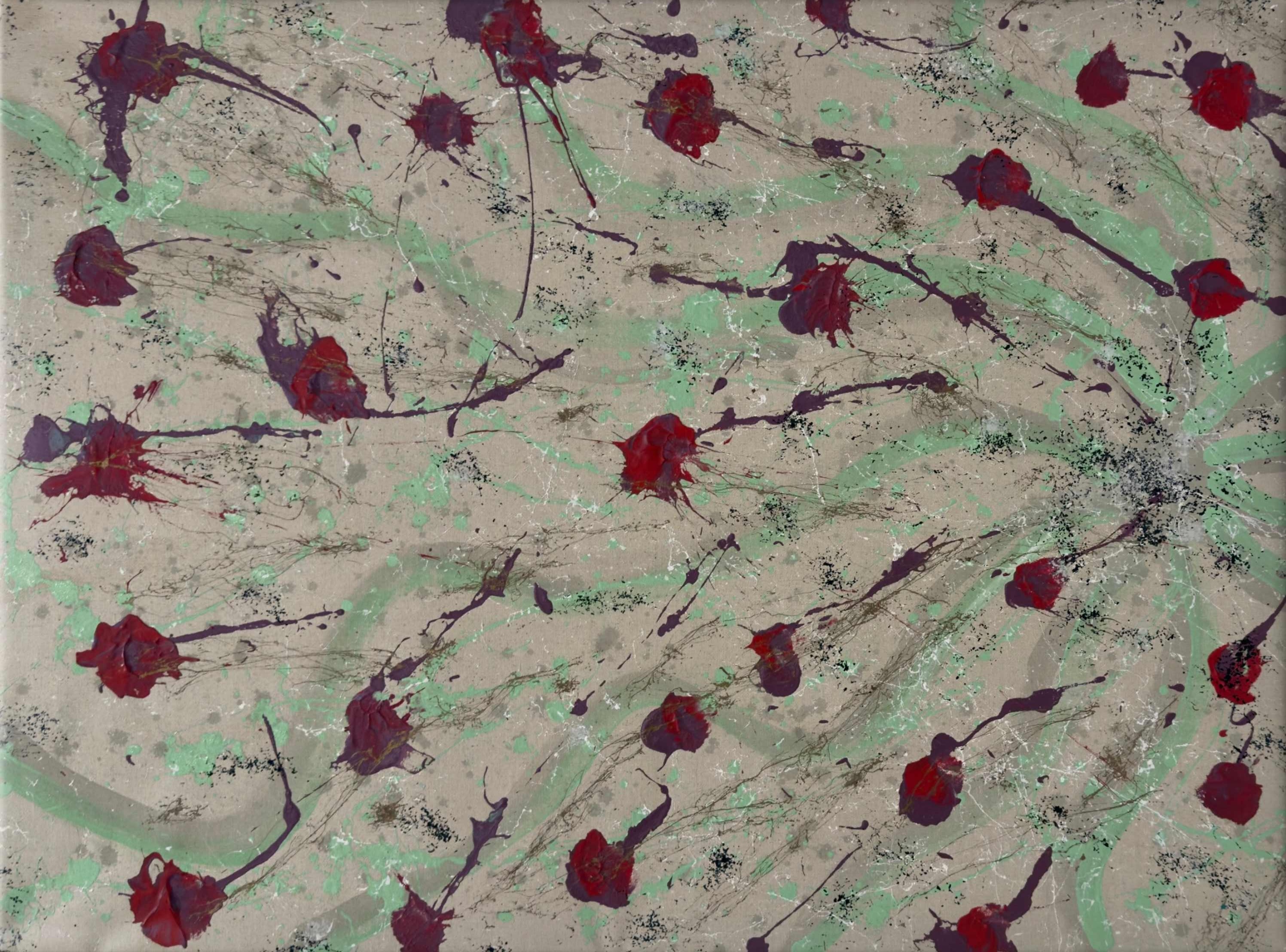 Kissed by Petals, 2025 — soft layered surface on linen, traces of tender colour brushed across a creased ground.