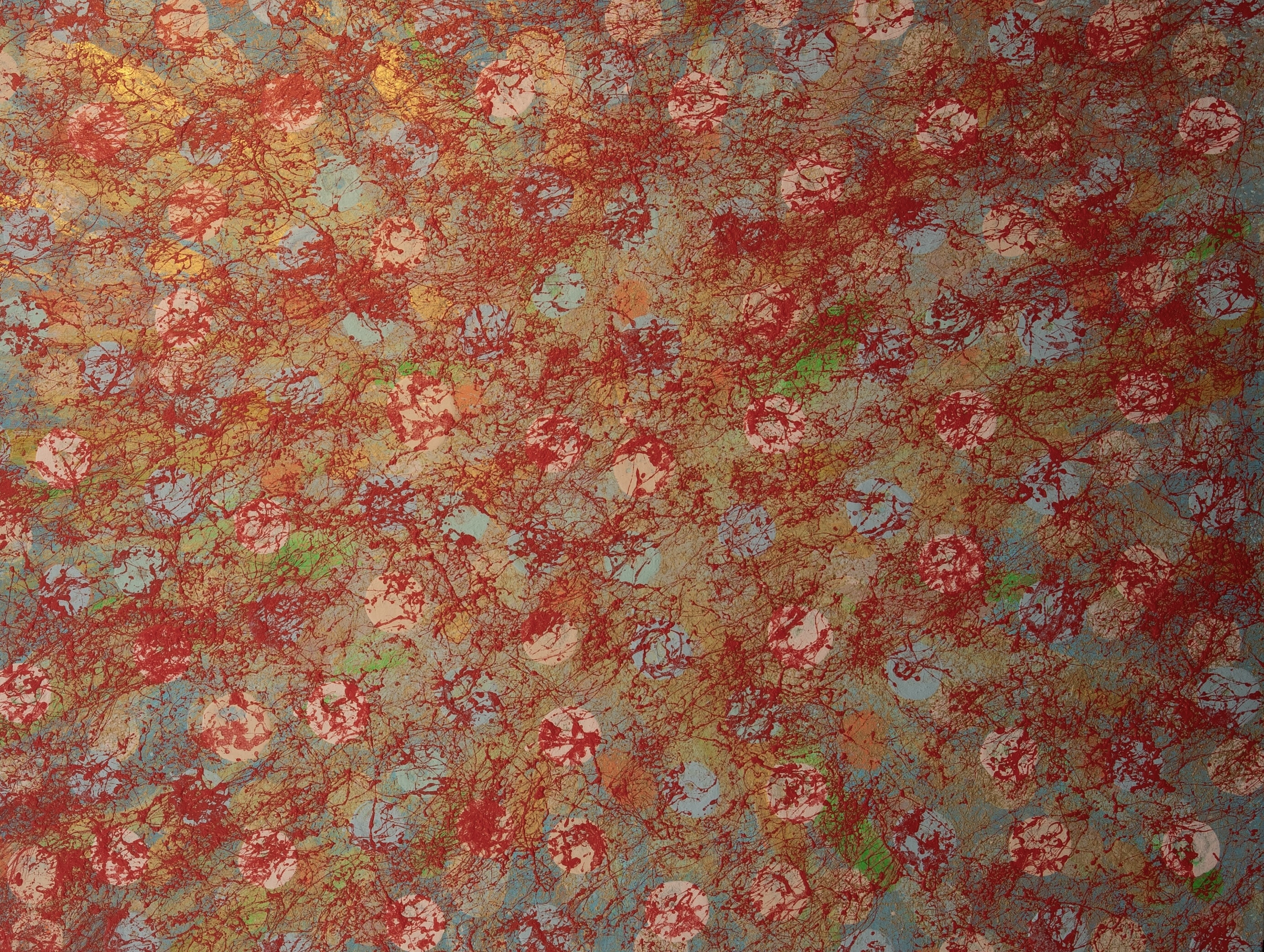 Arising from the Depths, 2025 — a network of dark capillaries surfacing through warm pigment on paper.
