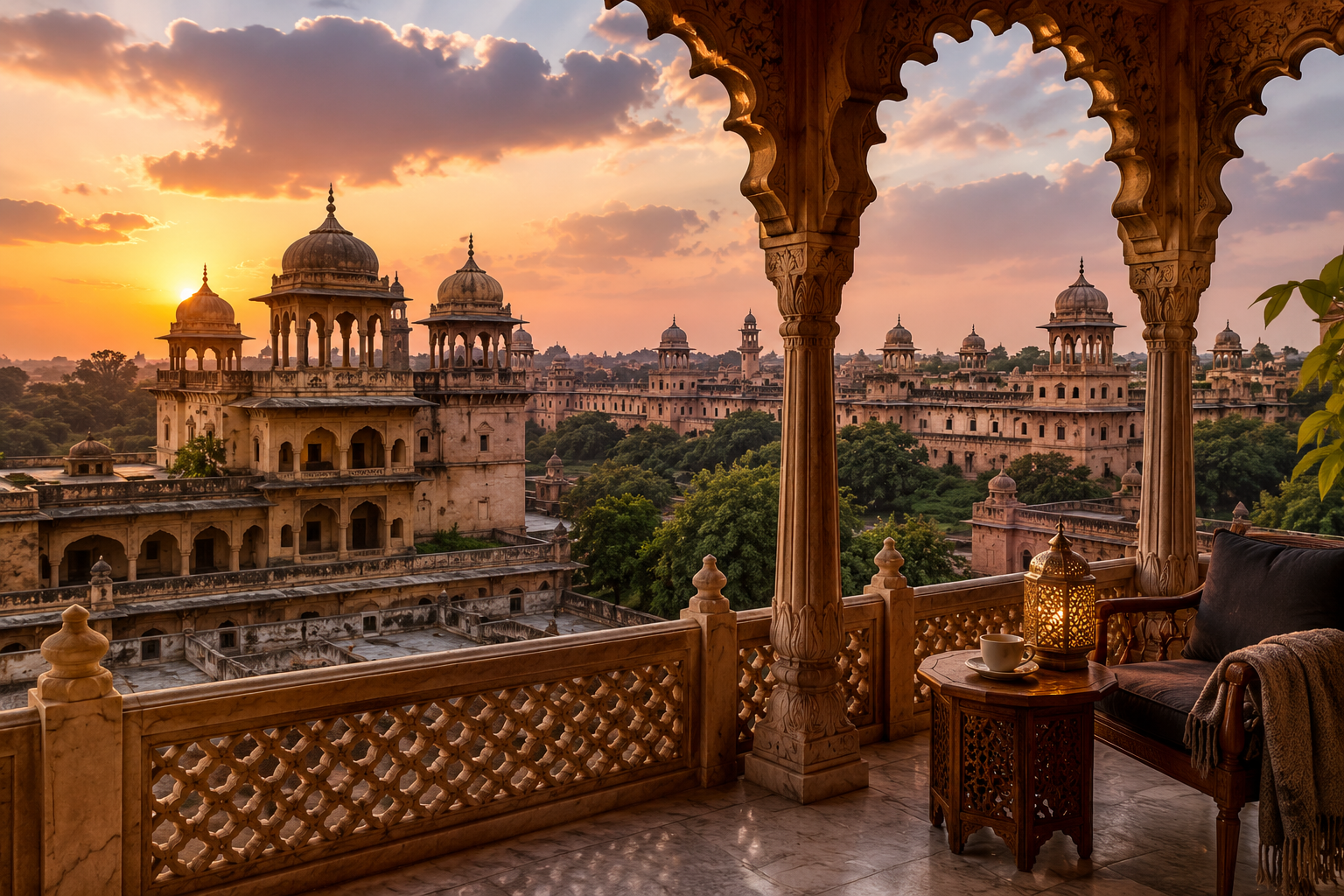 Rajasthan palace at golden sunset — heritage architecture representing India's craft geography