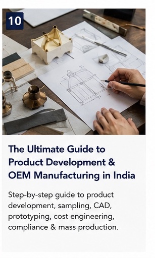 Product development in India — CAD sketches, prototype models, artisan design collaboration