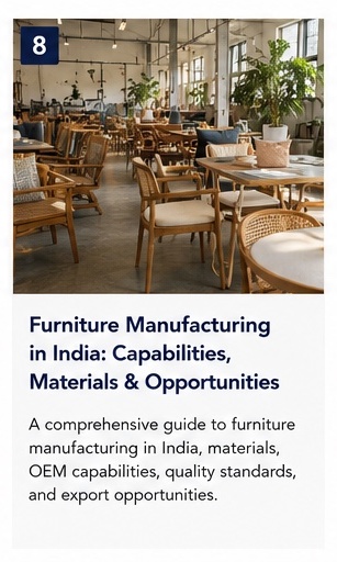 Modern Indian furniture showroom — chairs, tables, dining sets from Indian manufacturers