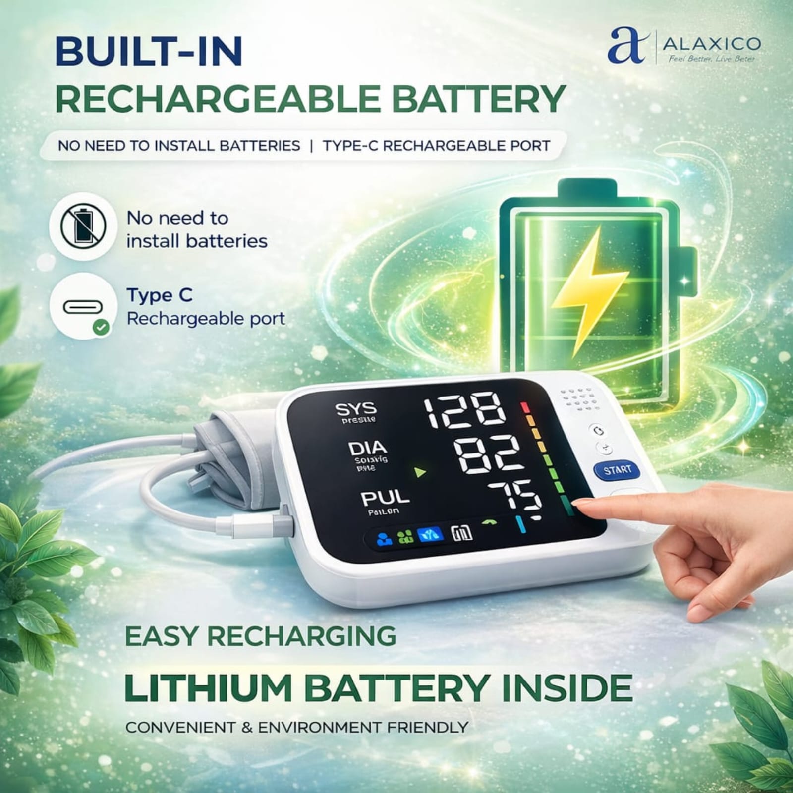 Alaxico Rechargeable Blood Pressure Monitor